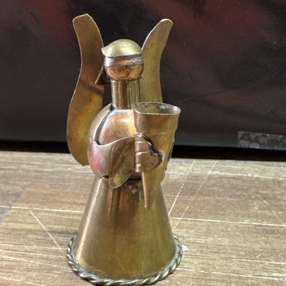 Vintage Angel Cherub Brass Copper Candle Holder Taper Stick Mini Small Christmas